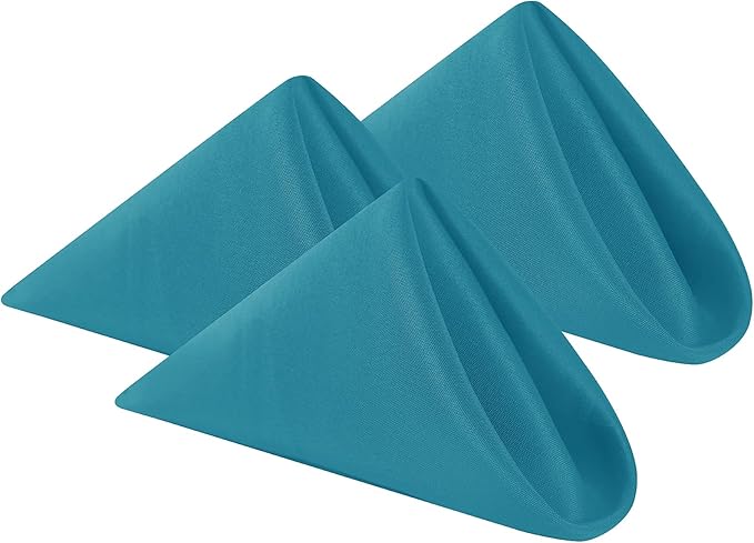 Cloth Napkins 17x17 inch Washable Polyester Dinner Napkins Soft Table Napkins for Wedding Party Dining Banquet(Caribbean Blue,25PCS)