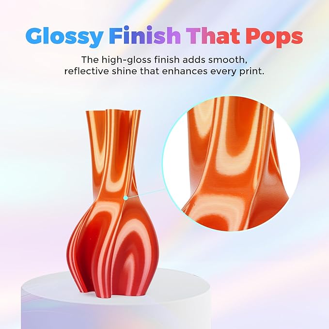 FLASHFORGE Silk PLA Filament 1.75mm Gold to Red Gradient, 3D Printer Filament 1kg (2.2lbs) Spool, Smooth and Silky Texture 3D Printing Filament, Dimensional Accuracy +/- 0.02mm