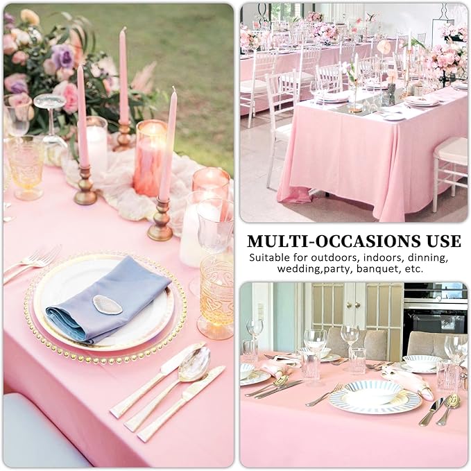 8 Pack Pink Tablecloth 60 x 126 Inch Rectangular Tablecloths for 8 Foot Rectangle Tables, Wrinkle Resistant Pink Table Cloth Washable Polyester Fabric Table Covers for Buffet Wedding Party Banquet