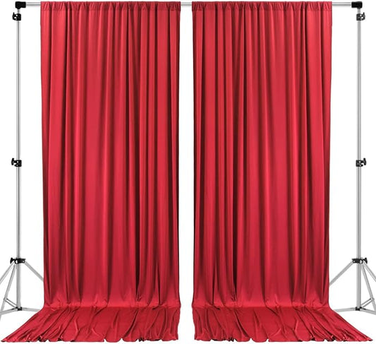AK TRADING CO. 10 feet x 10 feet Polyester Backdrop Drapes Curtains Panels with Rod Pockets - Wedding Ceremony Party Home Window Decorations - RED (DRAPE-5x10-RED)