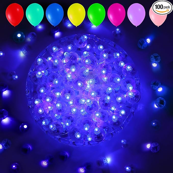 Aogist 100pcs Balloon Lights,Long Standby Time Waterproof Twinkle Mini Light,Battery Powered,Round LED Ball Lamp for Balloon Paper Lantern Party Wedding Christmas Halloween Decorative,Purple-Flash