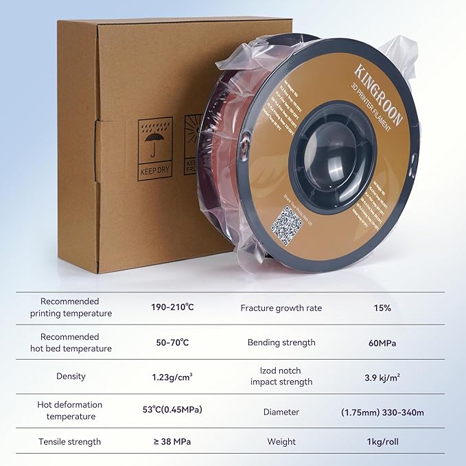 Kingroon PLA Filament 1.75mm 3D Printer Filament Brown Pla Filament 1kg Filament Dimensional Accuracy +/- 0.02mm, Fit Most FDM Printer, Brown-Coffee