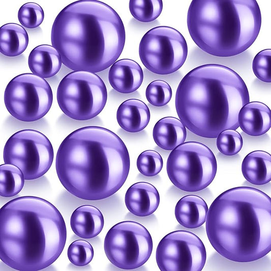 150 Pieces Vase Filler Faux Pearls Vase Makeup Beads No Hole Gloss Bead Mixed Sizes Round Pearl for Home Party Wedding Decor, 8/14/20 mm(Purple)