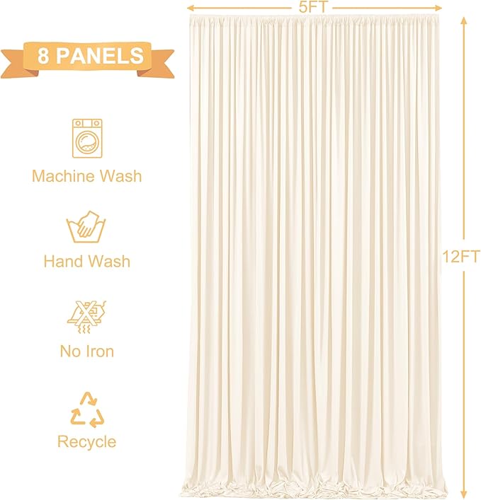 40ft x 12ft Champagne Backdrop Curtains Wrinkle Free Backdrop Curtain for Wedding Parties Fabric Backdrops Drapes Back Drop Cloth Bridal Shower Stage Curtains Wedding Decorations for Reception