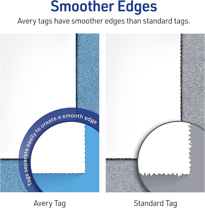 Avery Scalloped Printable Tags, Sure Feed Technology, 2" x 1.25", White, Includes String, Laser/Inkjet Printable, 180 Total, Great for Branding, Gifts, Merchandising, and More (22848)