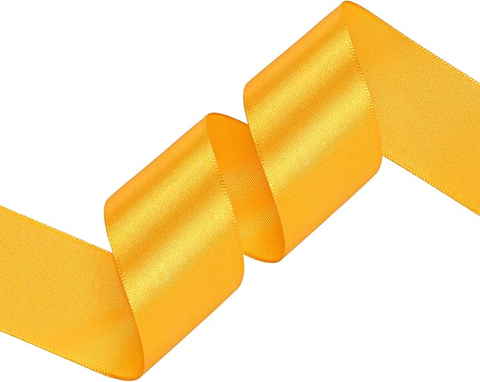 Yellow Satin Ribbon 1-1/2 inch X Continuous 100 Yards, Single Face Polyester Ribbon Perfect for Gift Wrapping, Flower Bouquet, Wedding Decor, Crafts, Bow Making, Sewing and More