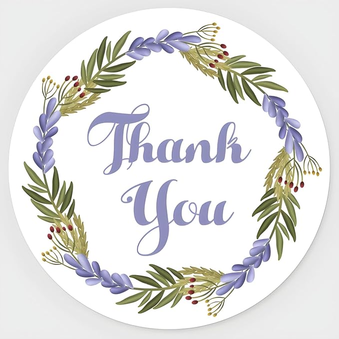 Custom Stickers for Weddings, Birthdays & Businesses - Personalized Labels with Your Logo - Waterproof, Fade and Heat Resistant - Pack of 100-1000 (Wreath O, 2 Inch)