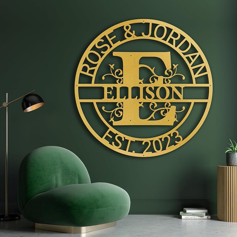 Custom Metal Wall Art Split Letter Monogram Metal Wall Art Last Name Sign Family Name Sign Personalized Wedding Gift Fire Pit Outdoor Decor Cabin