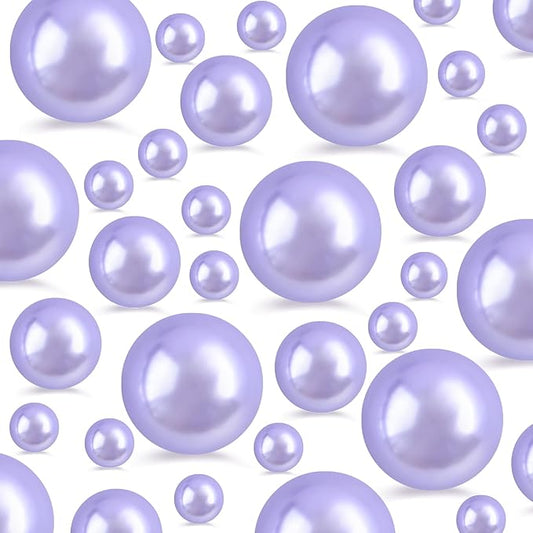 260Pcs Lightpurple Glossy Beads for Centerpiece Decor, Artifical Pearls Vase Filler, Makeup Brush Beads, No Hole Round Pearl Beads for Wedding Birthday Christmas Party Home Decor(18mm 14mm 6mm)