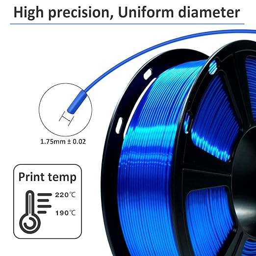 GIANTARM 3D Printer Filament, Silk Royal Blue Pla Filament, 1Kg(2.2lbs) Spool, 1.75mm Dimension Accuracy +/- 0.03mm, 3D Printing Filament