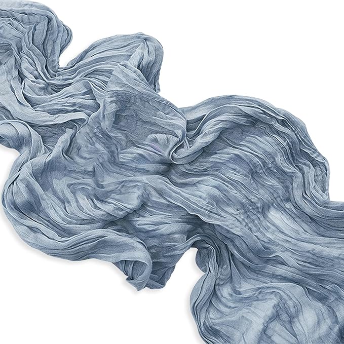 10 Pack Dusty Blue Cheesecloth Table Runner 35x120 Inch 10Ft Rustic Gauze Cheese Cloth Table Runner Sheer Cheesecloth Table Runners for Wedding Party Bridal Shower Decoration