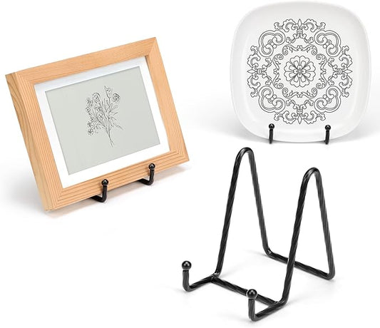 3 Pack 4.5inch YCLYC Picture Stands for Display, Black Metal Plate Stands for Display - Decorative Plate Stand, Plate Holder Display Stand, Picture Frame Stand - Plate Display Stands for Picture Stand