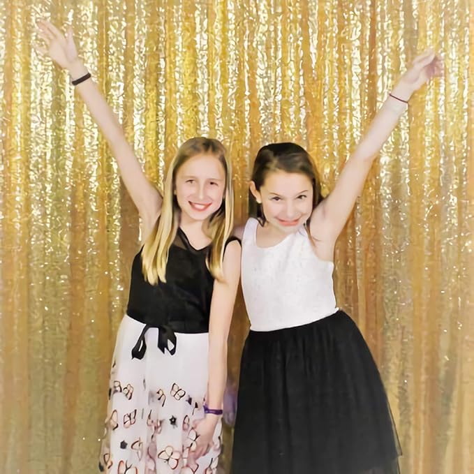 Gold Sequin Photography Backdrop Curtain for Wedding Party Decoration Festival Ceremony 8ft x 8ft Gold