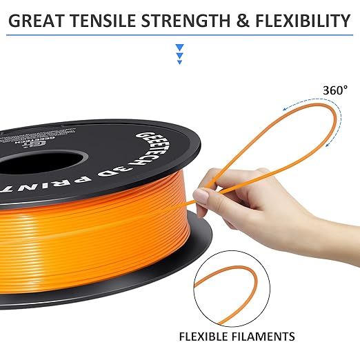 Geeetech Orange PLA 3D Printer Filament, PLA 3D Printer Filament 1kg Spool(2.2lbs) Dimensional Accuracy +/- 0.02 mm, 3D Printing Filament Fits for Most FDM 3D Printers