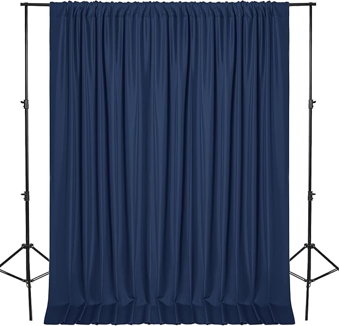 DWCN 10x8 FT Navy Blue Backdrop Curtains for Parties, Photography Backdrop Drapes with Rod Pockets for Wedding Decorations Stage Birthday Family Gatherings, 2 Panels 5ft x 8ft