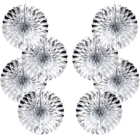 Silver Birthday Decorations,DIY Silver Paper Fans Hanging Decoration ,DecoracióN De CumpleañOs para Hombre,Wedding Decorations for Party 12in,Birthday Decorations for Men 30 Color DIY Set (Silver)