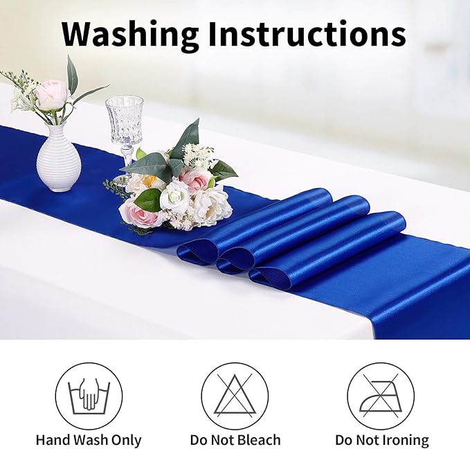 15-Pack Satin Table Runner Royal Blue 12 x 108 inches Long, Table Runners for Wedding, Birthday Parties, Banquets Decorations（15 Pack, 12x108 Inch, Royal Blue
