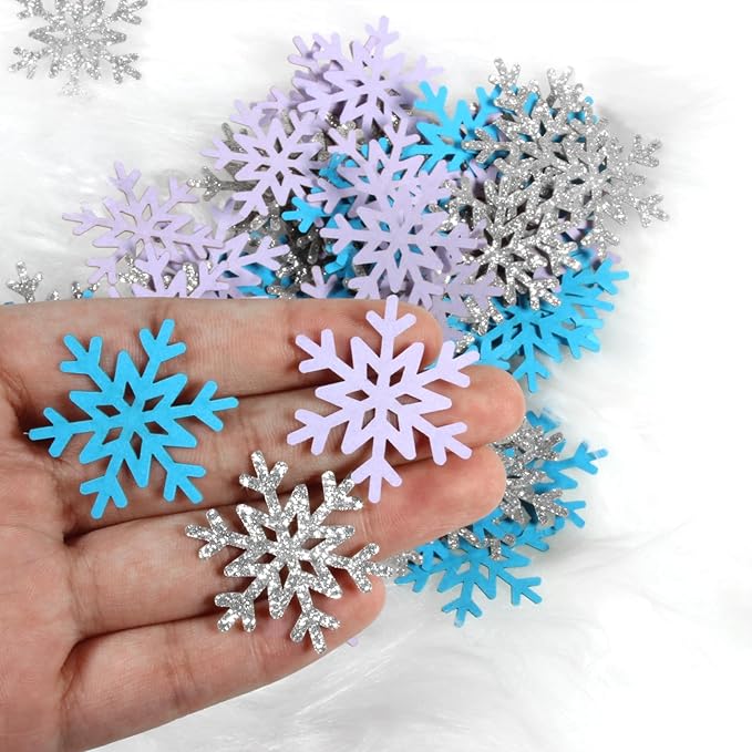 200PC Winter Wonderland Birthday Decorations Silver Blue Purple Snowflake Confetti Christmas Holiday Baby Shower Party Table Decoration Supplies