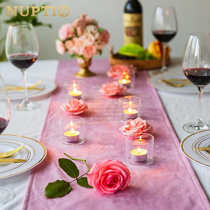 NUPTIO Clear Tealight Candle Holders: Set of 24 Glass Votive Holders Bulk - Small Floating Candleholder for Wedding Birthday Holiday Table Centerpieces Decoration (2.24 x 1.97 inch)