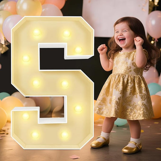 Marquee Light Up Letters: 3FT Large Decorative Signs for Party Decorations Baby Shower Birthday Wedding Engagement Anniversary, 3 Feet Tall Pre-Cut DIY Foamboard Letter S - Easy to Assemble