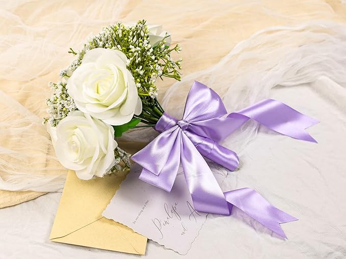 Light Purple Satin Ribbon 1-1/2 inch X Continuous 100 Yards, Single Face Polyester Ribbon Perfect for Gift Wrapping, Flower Bouquet, Wedding Decor, Crafts, Bow Making, Sewing and More