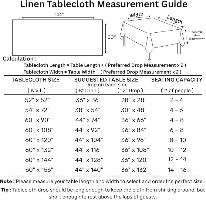 Solino Home Natural Linen Tablecloth 60 x 144 Inch - 100% Pure Linen Table Cloth for Rectangle Tables - Fete, Machine Washable Tablecloth for Fall, Autumn, Thanksgiving, Christmas, Holiday