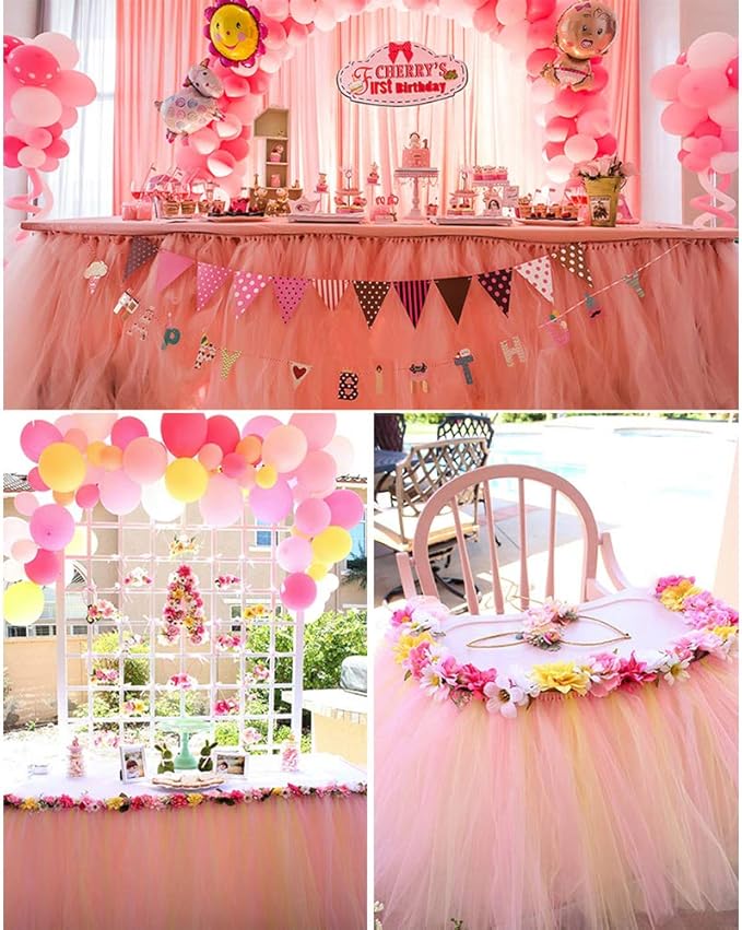 Tulle Fabric Roll, 6” by 200 Yards (600FT) Tulle Organza Fabric Spool for DIY Tutu Skirt Baby Shower Decor Wedding Backdrop Crafts Birthday Party Supplies (Pink)