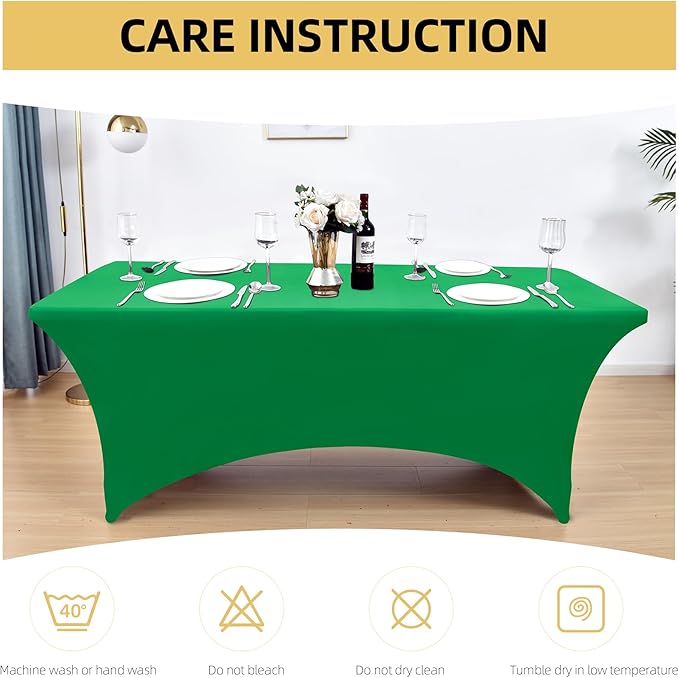 2-Pack 8ft Spandex Table Covers for Rectangle Folding Tables - Washable Elastic Tablecloth - Ultimate Fitted Table Protector for Birthday Parties, Trade Shows, Banquet