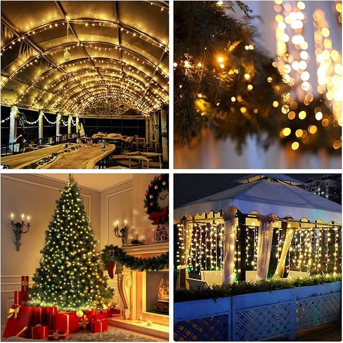 Vicloon Fairy Curtain Lights, Warm White LED 8 Mode 9.8x9.8Ft Waterproof Curtain String Lights for Indoor/Outdoor, Powered by USB with Remote Control