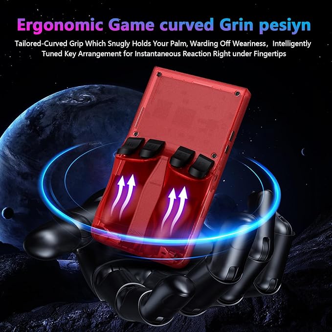 R36MAX Retro Handheld Game Console, 4.0 Inch 720x720 IPS Screen, Built-in 18,000+ Classic Game, Portable Hand Held Open Source Linux System, 4000mAh Battery Retro Gaming Console (Red 64GB)