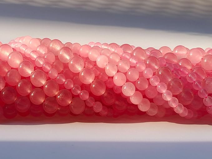 Stone Beads 8mm 100pcs Pink Chalcedony Beads Round Loose Gemstones Beads for Bracelet Necklace Jewelry Making (8mm, 60827 Pink Chalcedony)