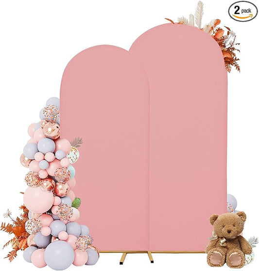 Wedding Arch Covers Arch Backdrop Cover Arch Stand Covers 7.2FT 6FT Set of 3 Arch Cover Spandex Fabric Stretchy Backdrop for Wedding Birthday Party Decoration Baby Shower (Light Pink)