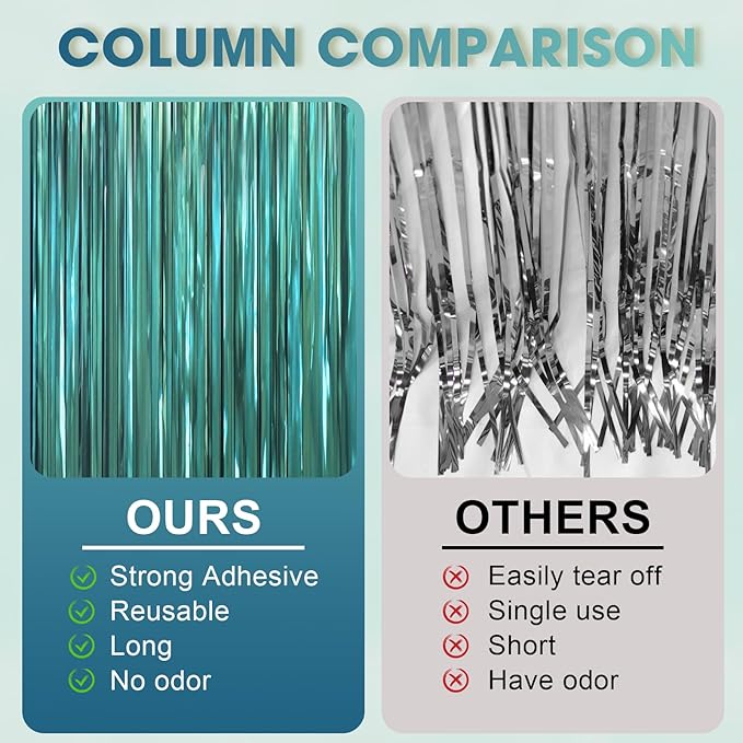 3 Pack 3.3 x 6.6 ft Dark Green Foil Fringe Backdrop Curtains, Tinsel Streamers Party Decorations, Fringe Backdrop for Birthday, Baby Shower, Gender Reveal, Graduation