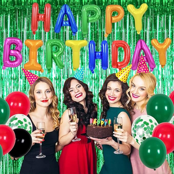 TONIFUL 3Pcs Green Door Streamers,Green Photo Booth Backdrop,Metallic Streamers Green Foil Fringe Curtains for Birthday,Christmas,New Year,St. Patrick's Day Party Streamers Decor(9.9ft x 6.6ft)