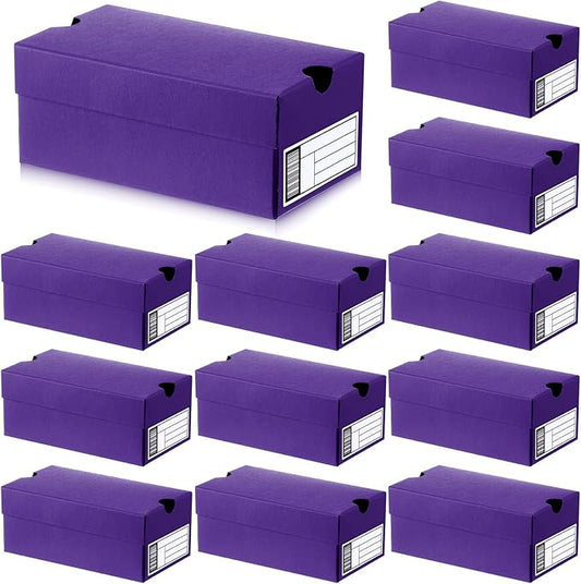 12 Sets Mini Shoe Gifts Boxes for Party Favors 4.7 x 2.5 x 2 Inch Sports Mini Sneaker Box with Editable Label for Candies Cookies Snacks (Purple, 4.7 x 2.5 x 2 Inch)