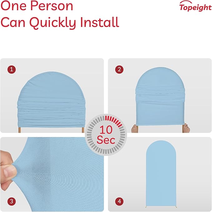 Arch Backdrop Stand Cover 8Ft Dusty Blue Thick Spandex Fabric Arch Backdrop Cover High Elasticity Fitted Round Top for Wedding Birthday Party Baby Shower Garden Decoration