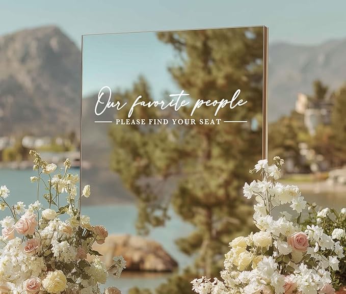 Our Favorite People Decal for Calligraphy Wedding Seating Chart Sign for Vinyl Sign Please Find Your Seat Mirror Vinyl Decal (White, 20 inches Wide)