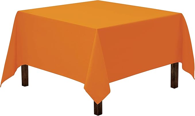 Gee Di Moda Square Tablecloth - 70 x 70 Inch Orange Table Cloth for Medium Square or Round Tables - Heavy Duty Washable Fabric - for Buffet Table, Holiday Party, Dinner, Wedding & Baby Shower