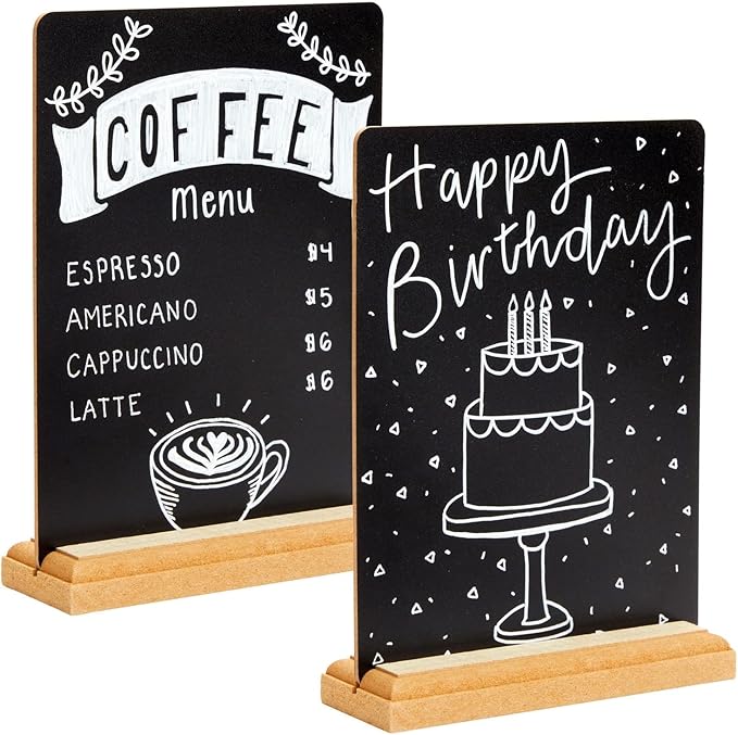 6 Pack Mini Chalkboard Signs with Stand for Table Decorations, Restaurant Food Display, Message Boards, Small Business, Wedding, Banquet, Coffee Shop (6 x 8 Inches)