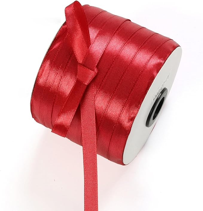 3/8" x 230 Yards Burgundy Satin Ribbon Single Faced Bulk Fabric Ribbons for Gift Wrapping, Crafting, Scrapbooking, Bows and Card Making