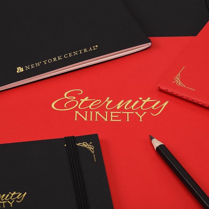 New York Central Eternity Ninety Flat Book- 4x6" Sketch Watercolor Journal, Pack of 10- Black Soft Paperback- Watercolor Sketchbook w/Elastic Band, 100 Total Sheets 100% Cotton, 90 lb Cold-Pressed