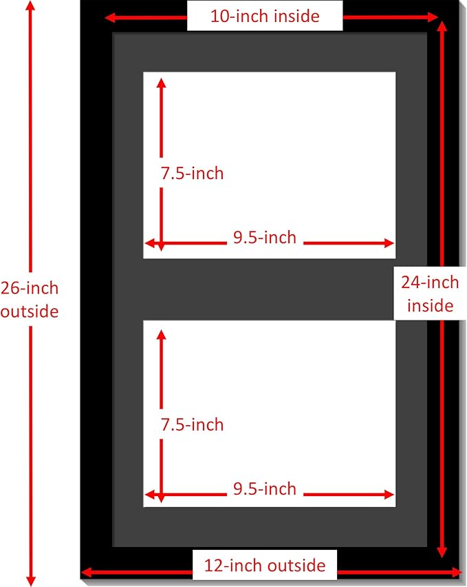 Creative Picture Frames 14X20Bk-B Black Vertical Double Diploma Frame With 2 Opening Black Matting | Holds 2-8X10-Inch Documents With Installed Wall Hanger