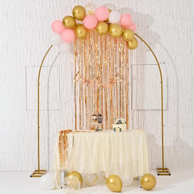 Vincidern Wedding Arch Backdrop Stand 7.8FT, Party Balloon Arch Stand for Birthday, Bridal Baby Showers, Metal Wedding Arch Frame for Ceremony Decoration Arch Stand Backdrop Gold(with Water Base)