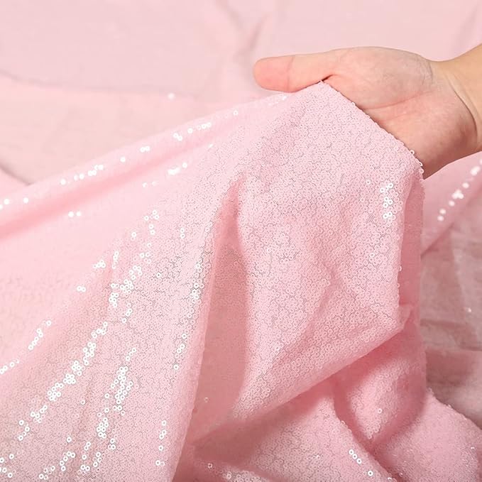 Eternal Beauty Pink Sequin Backdrop Curtains, Valentine's Day Shimmer Back Drop 2Panels-2FTx8FT for Christmas, Party, Birthday, Photography, Wedding, Baby Shower Event Decoration