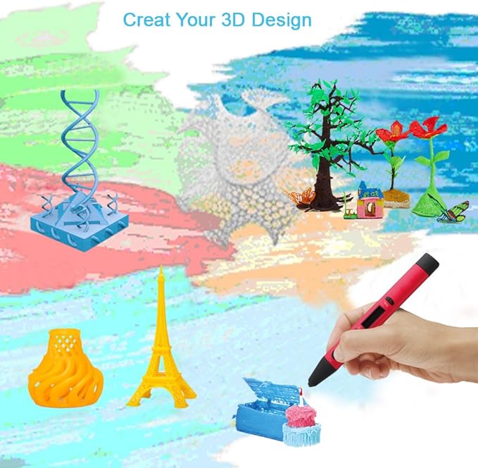 MIKA3D 32 Colors 3D Pen PLA Filament Refills, Each Color 10 Feet, Total 320 feet, Pack with 4 Finger Caps