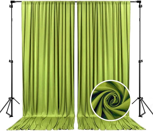 10 x 7 Feet Olive-Green Backdrop Curtain for Partie, Background Curtains for Photoshoot, Birthday, Wedding, Halloween, Thanksgiving, Christmas, New Year Party Decorations 5Ft x 7Ft, 2 Panels