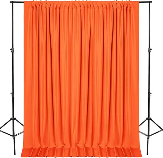 DWCN 10x10 FT Backdrop Curtains for Parties, Photography Backdrop Drapes with Rod Pockets for Wedding Decorations Stage Birthday Family Gatherings, 2 Panels 5ft x 10ft, Orange
