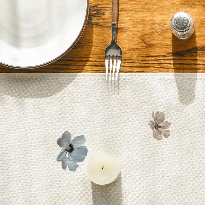 Artoid Mode Brown Poppy Floral Leaves Spring Table Runner, Seasonal Summer Kitchen Dining Table Decoration for Home Party Decor 13x36 Inch