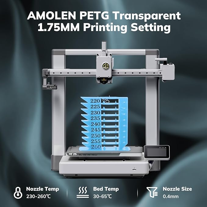 AMOLEN Rapid PETG Transparent 3D Printer Filament 1.75mm +/-0.02mm,Transcucent petg 500mm/s High Speed Strong Toughness Sky Blue 1KG/2.2lb