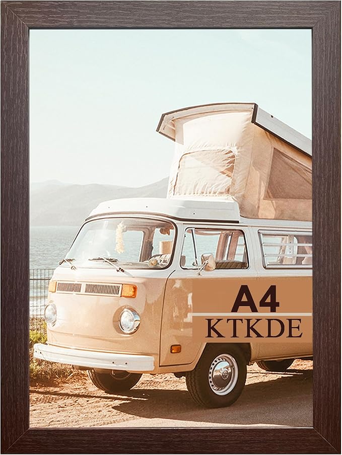 KTKDE A4 Walnut file frame, 8.3x11.7 Certificate frame, Plexiglass Gallery wall hanging wall and table best gift